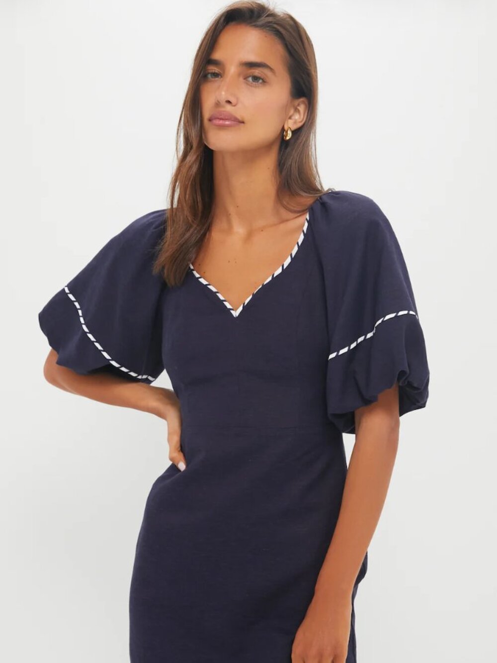 Tuckernuck Hyacinth House Navy with Striped Piping Keel Mini Dress